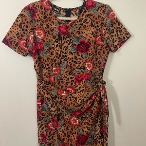 The Limited Red and Brown Ruched Bodycon Mini Dress